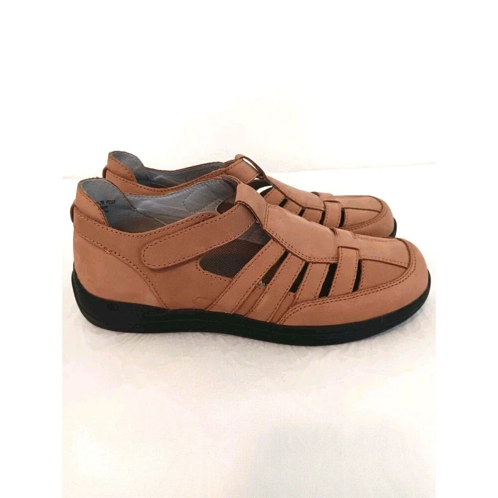 Drew Leather Fisherman Sandals Womens 8.5M Tan Hook Loop Comfort Shoes